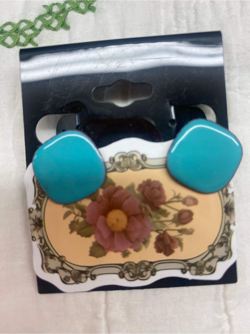Vintage 70s- Turquoise Color /Teal /Clip-On Earrings - Women Jewelry Earrings